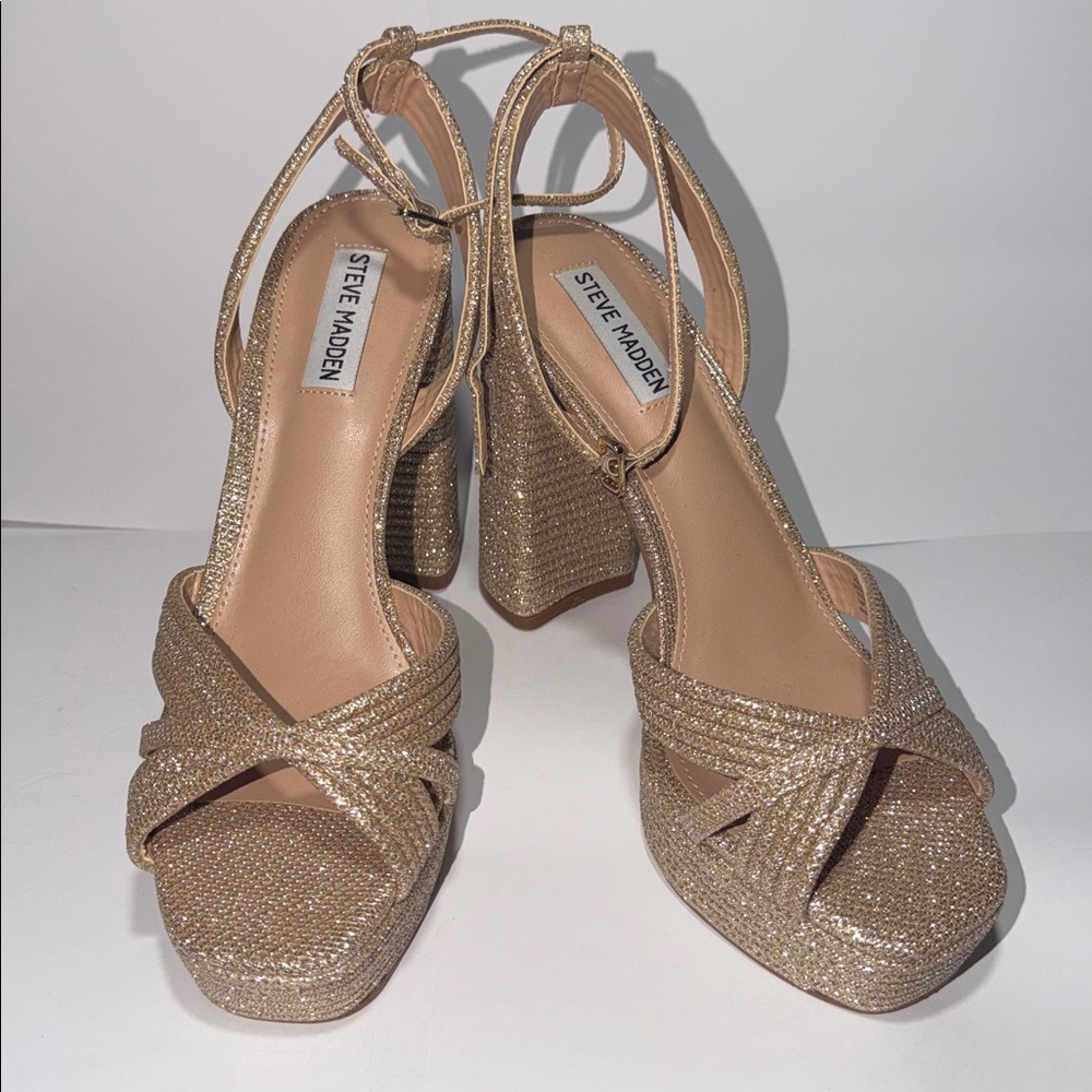 Steve Madden Glittering Gold Platform Sandals